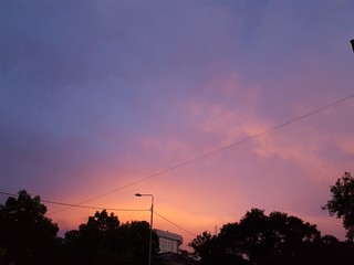  sky of different shades at sunset in summer