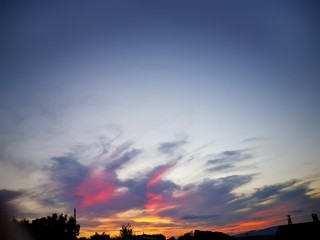  sky of different shades at sunset in summer