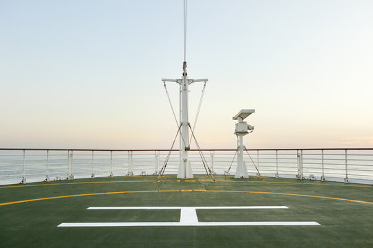 Helicopter pad on the bow of a ship