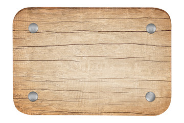 empty wooden sign isolated on white