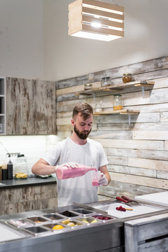 Portrait of man who make ice cream