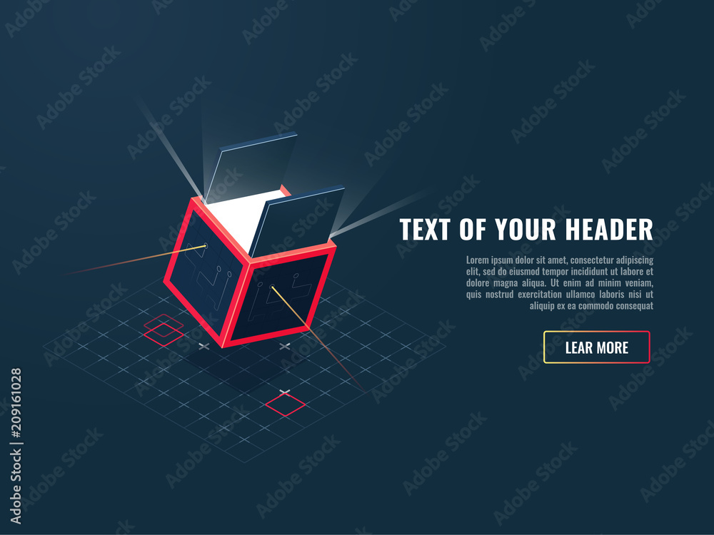 Poster concept icon of buying digital product, game addition, data storage block, data server isometric vec