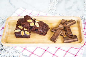 brownie with chocolate and almond