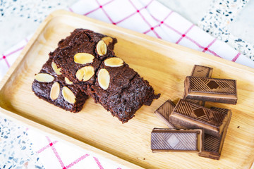 brownie with chocolate and almond