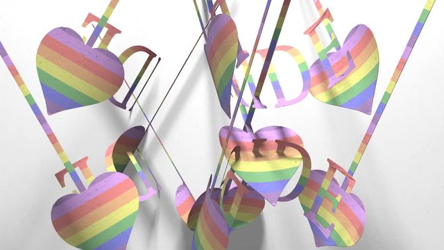 Paper cutout title Gay Pride LGBT Community Mardi Gras 3D render