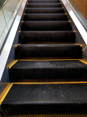 escalator or electric stairs front view of a mall