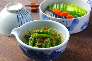 インゲン豆の胡麻和え　家庭料理　和食