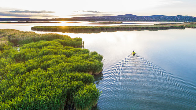 Kayaking on a lake