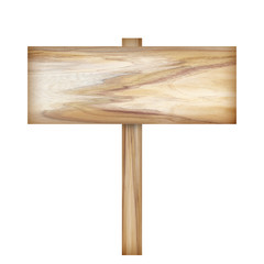Wooden sign isolated on white