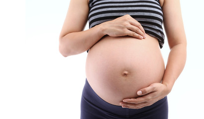 belly of a pregnant woman isolated