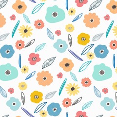 Hand Drawn Floral Pattern Background. Vector Illustration.