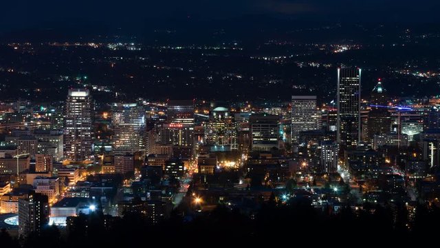 Portland, OR downtown night time lapse.