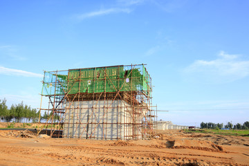 Bridge pier in construction site