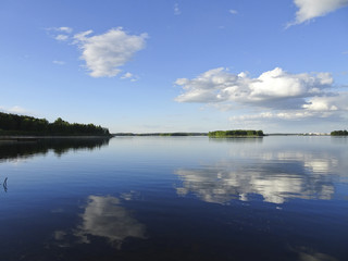 Summer landscape: a serene Sunny day on the lake