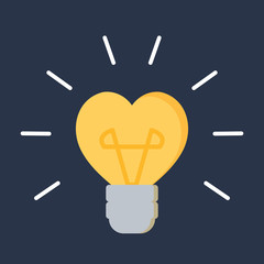 Heart shaped yellow light bulb