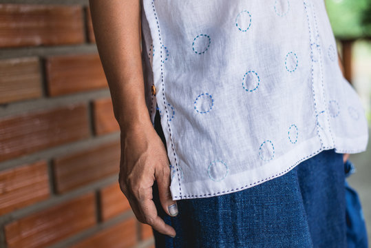 Asian woman wearing white cloth