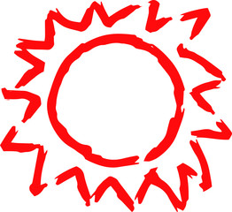 Fototapeta premium Red Hand-painted sun illustration
