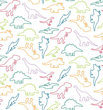 Bright dinosaurs silhouettes as seamless pattern
