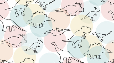 Gentle pastel colored pattern with dinosaurs