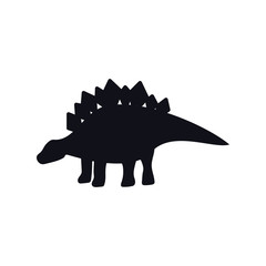Stegosaurus black silhouette on white © elecstasy