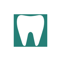Tooth logo on green background