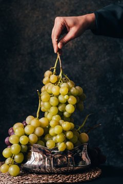 Hand holding fresh juicy grape