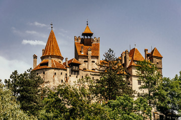 Mysterious Bran Castle. Vampire Residence of Dracula in the forests of Romania