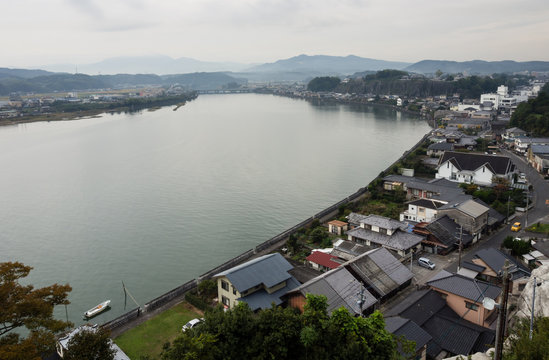 Kitsuki, Japan - October 31, 2016: Kitsuki city view from the top of Kitsuki castle in Oita prefecture