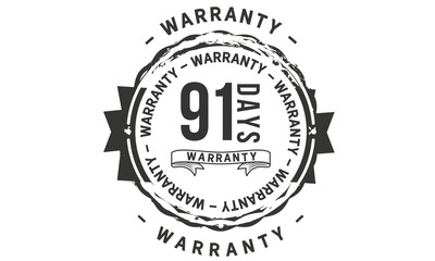 91 days  warranty icon stamp