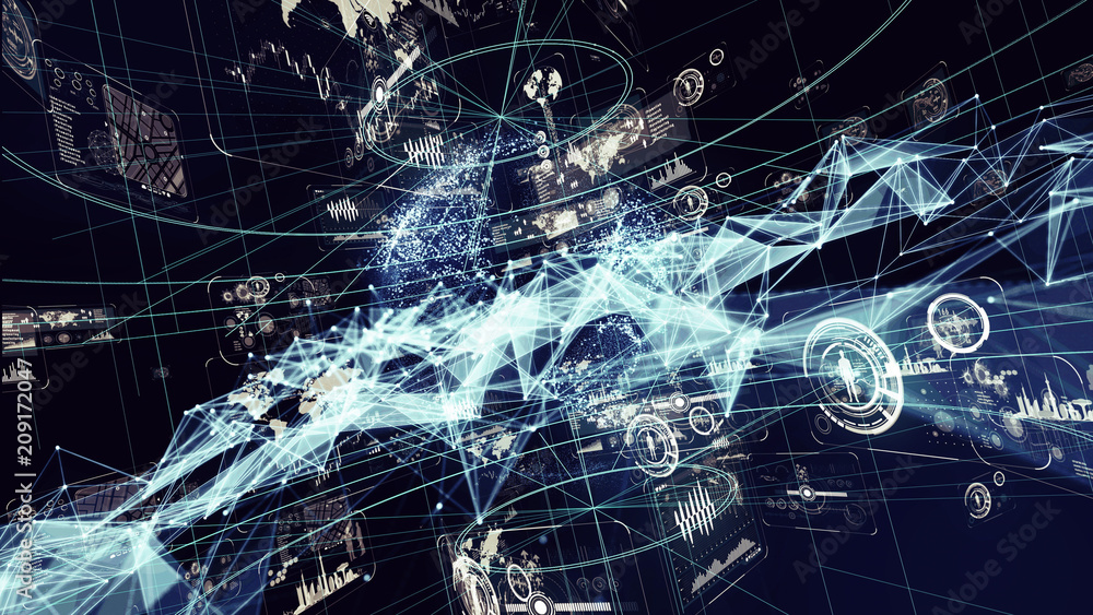 Poster gui(graphical user interface) concept. global communication network.