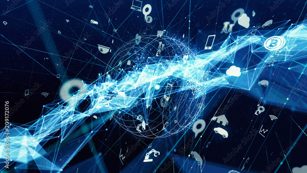 Poster iot(internet of tthings) concept. wireless communication network.