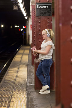 Young adult in the subway