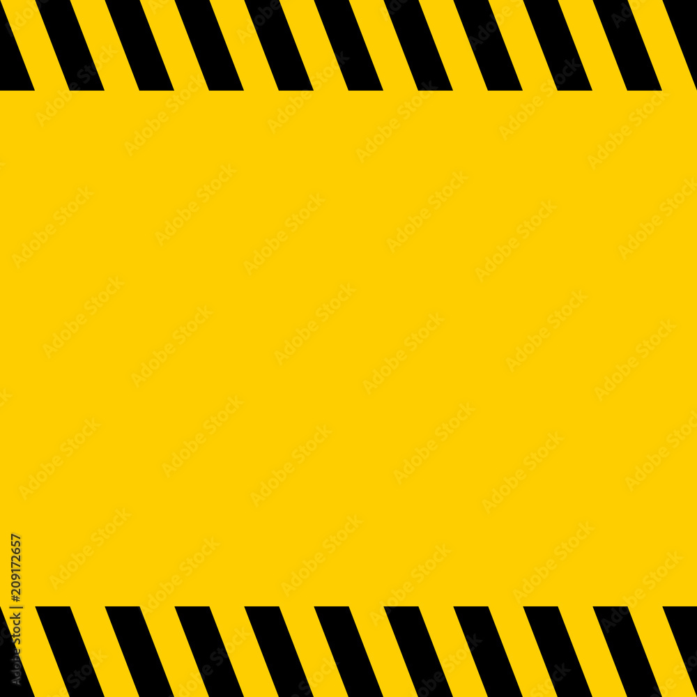 Poster Black and yellow warning line striped square title background, vector sign background for warning notifications, template important messages