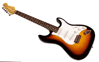 Electric guitar over white background