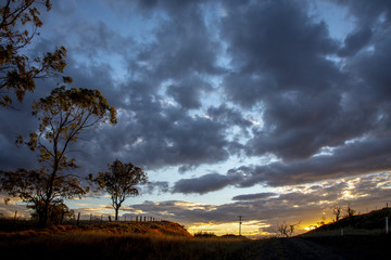 Late afternoon stormy sunset in Stanthorpe, Queensland