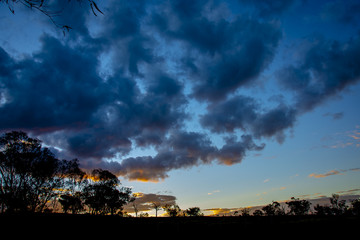 Late afternoon stormy sunset in Stanthorpe, Queensland