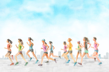Obraz premium ランニングする女性たち