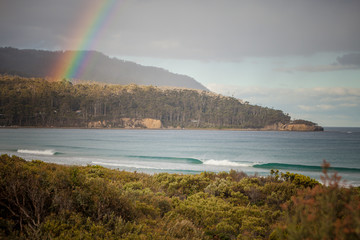 Rainbow over Narrowneck Beach, Tasmania