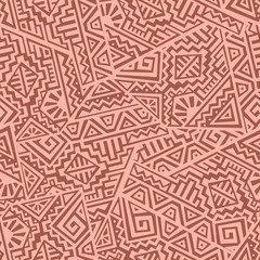 Creative Ethnic Style Square Seamless Pattern. Unique geometric vector swatch. Perfect for screen background, site backdrop, wrapping paper, wallpaper, textile and surface design. Trendy boho tile.