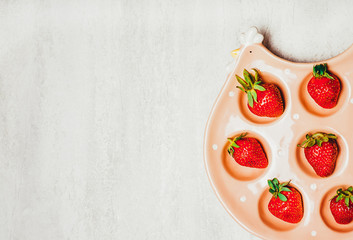 Strawberry on white textured background