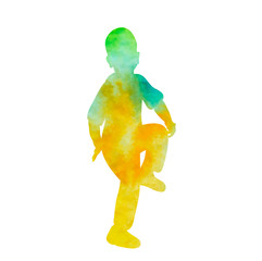 vector, isolated, watercolor silhouette child