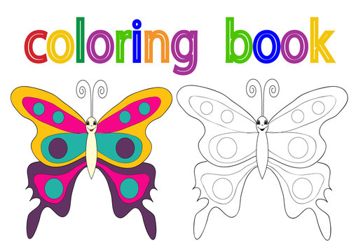  book coloring book for children, butterfly