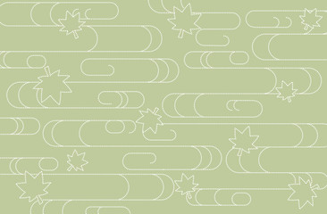Japanese traditional pattern kimono cloud wave Maple background green