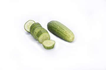 Fresh cucumbers, whole cucumber and sliced