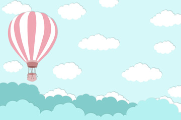 Balloon artwork for International balloon festival - Pink balloon on bright blue sky background - illustration