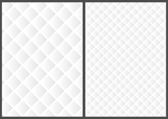 White 3D Grid Texture in Two Variations - Modern Diagonal Pattern on White Background, Vector Illustration