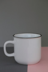  tableware mockup.  white mug on a trendy gray pink background.Minimalist cup Mockup.copy space