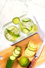 Fresh cucumber water with lime