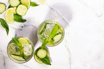 Fresh cucumber water with lime