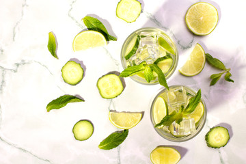 Fresh cucumber water with lime